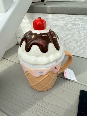 Ice Cream Sundae Ceramic Mug with Cherry Top